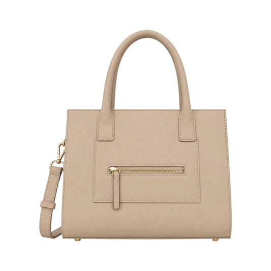 Morven Beige Women’s Satchel Handbag – Elegant Structured Faux Leather