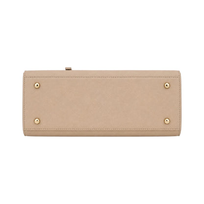 Morven Beige Women’s Satchel Handbag – Elegant Structured Faux Leather