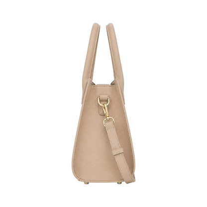 Morven Beige Women’s Satchel Handbag – Elegant Structured Faux Leather
