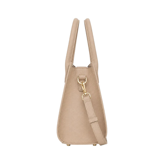 Morven Beige Women’s Satchel Handbag – Elegant Structured Faux Leather