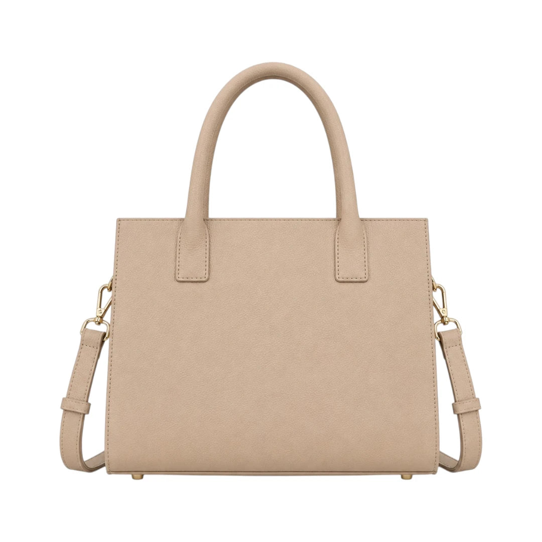Morven Beige Women’s Satchel Handbag – Elegant Structured Faux Leather