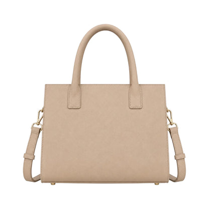 Morven Beige Women’s Satchel Handbag – Elegant Structured Faux Leather