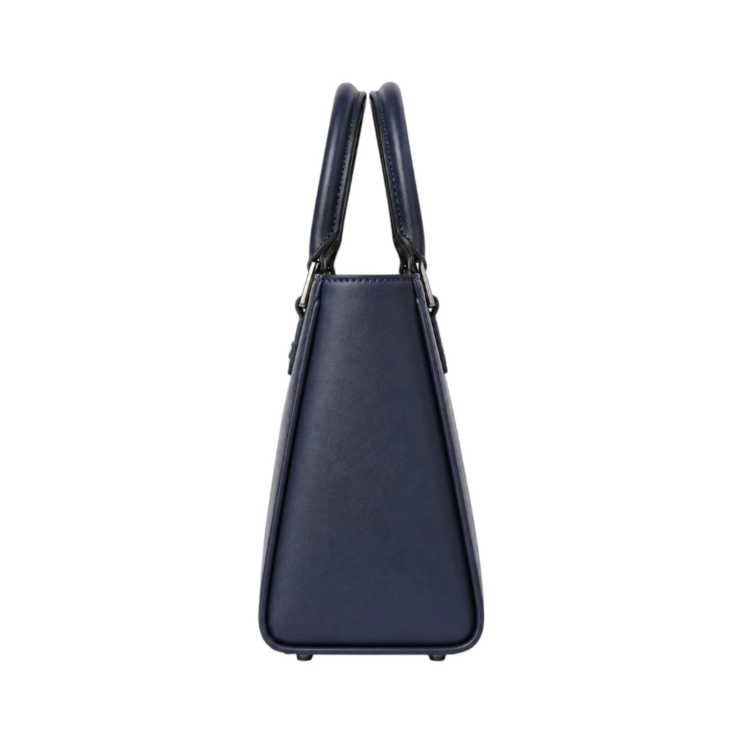 Morven Elegant Structured Navy Faux Leather Women’s Satchel Handbag