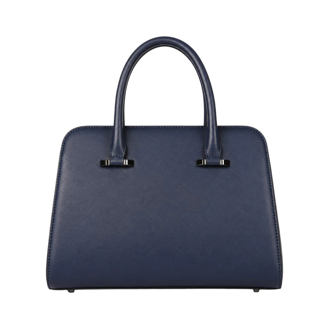 Morven Elegant Structured Navy Faux Leather Women’s Satchel Handbag